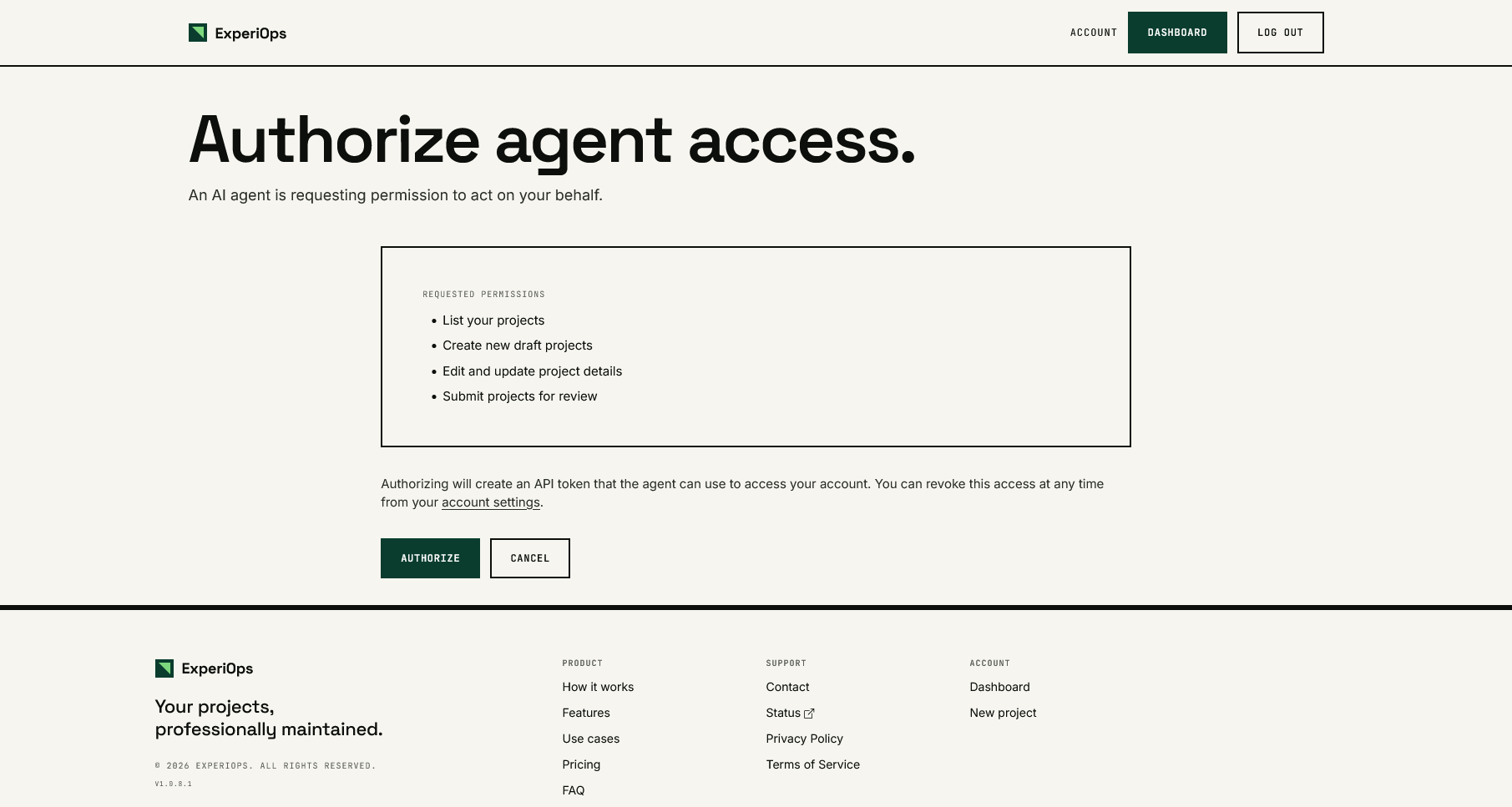 The ExperiOps approval page